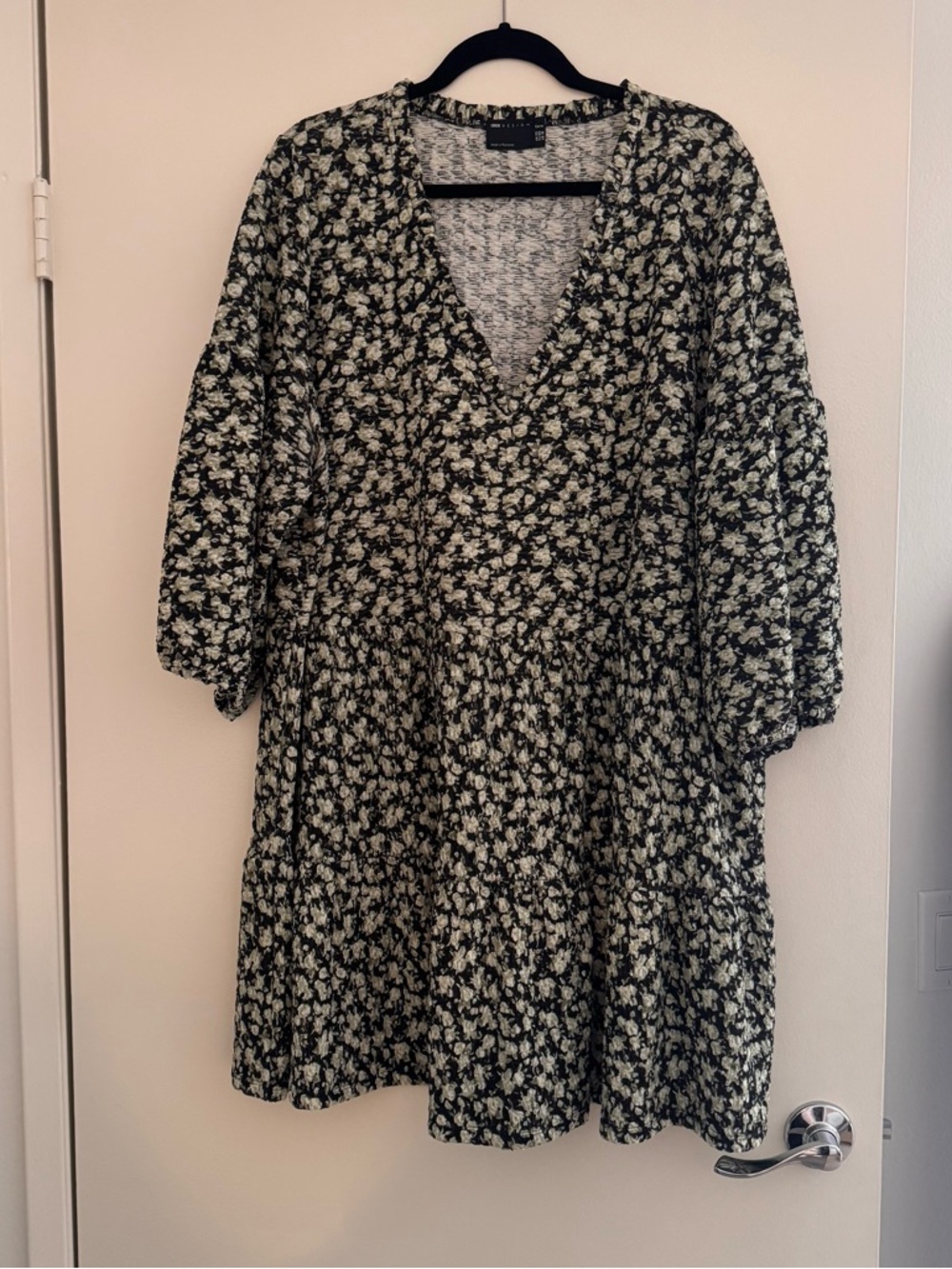 ASOS Black and White Floral Long Sleeve Dress